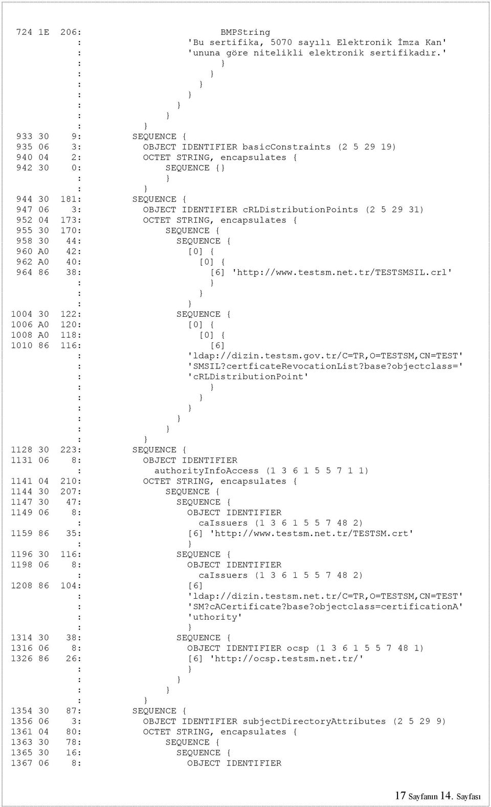 crldistributionpoints (2 5 29 31) 952 04 173: OCTET STRING, encapsulates { 955 30 170: SEQUENCE { 958 30 44: SEQUENCE { 960 A0 42: [0] { 962 A0 40: [0] { 964 86 38: [6] 'http://www.testsm.net.