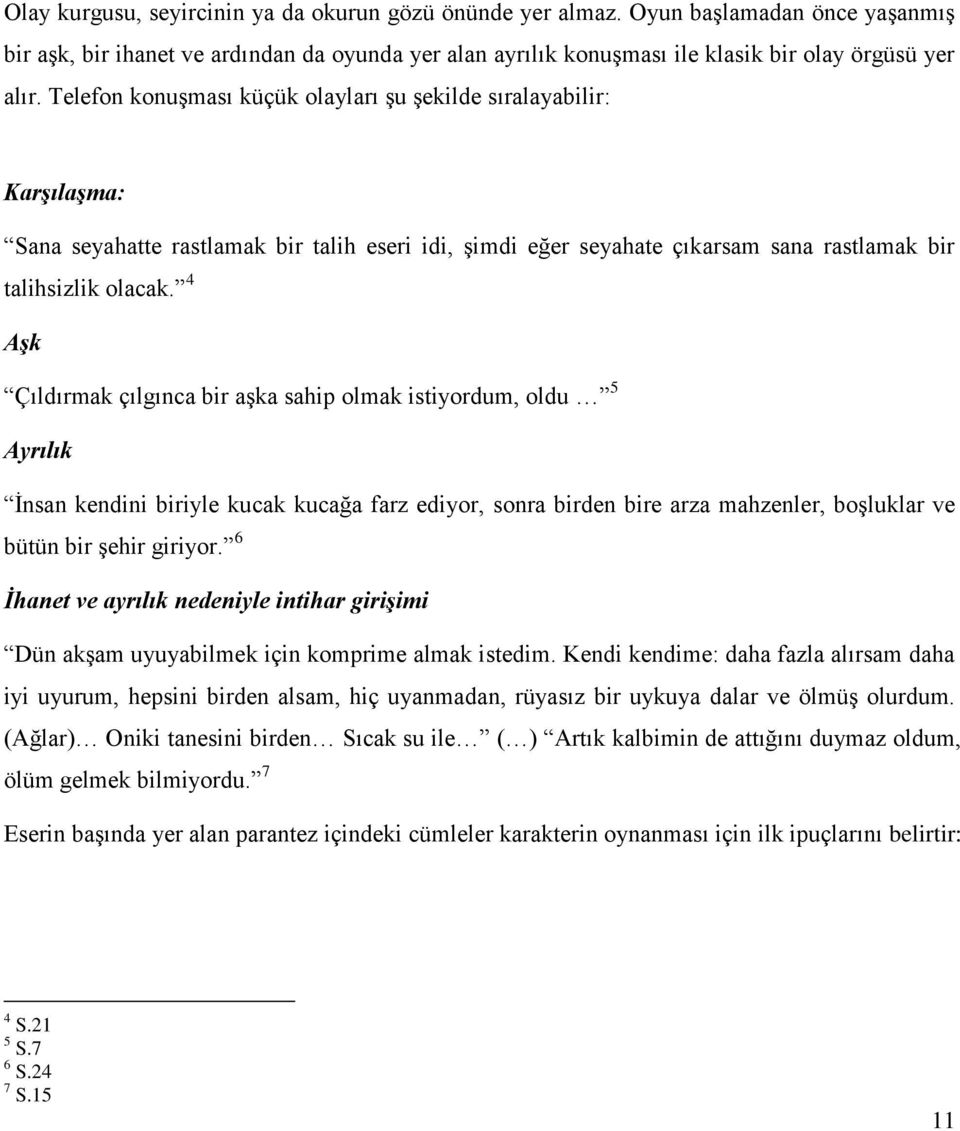 4 Aşk Çıldırmak çılgınca bir aģka sahip olmak istiyordum, oldu 5 Ayrılık Ġnsan kendini biriyle kucak kucağa farz ediyor, sonra birden bire arza mahzenler, boģluklar ve bütün bir Ģehir giriyor.