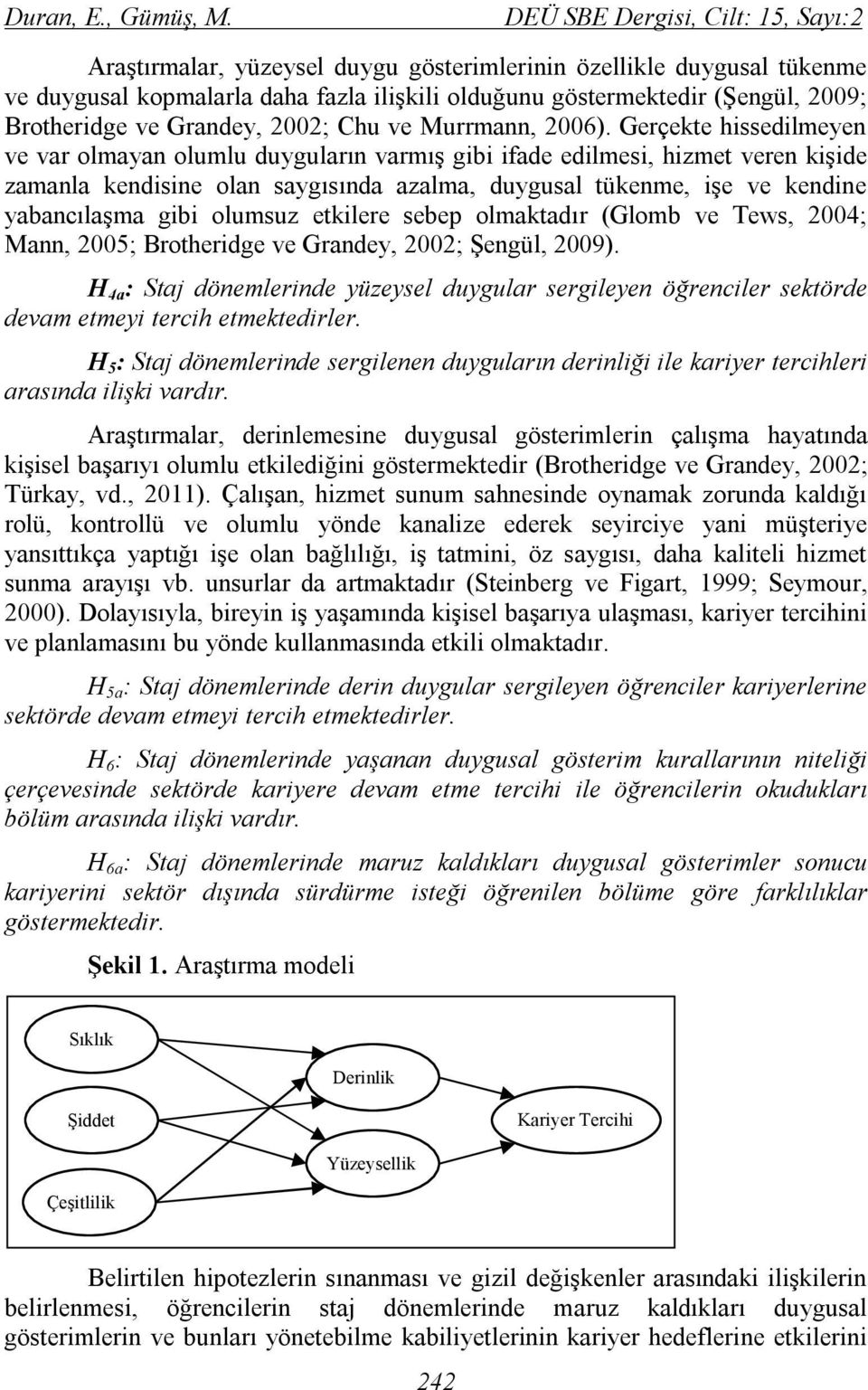 ve Grandey, 2002; Chu ve Murrmann, 2006).