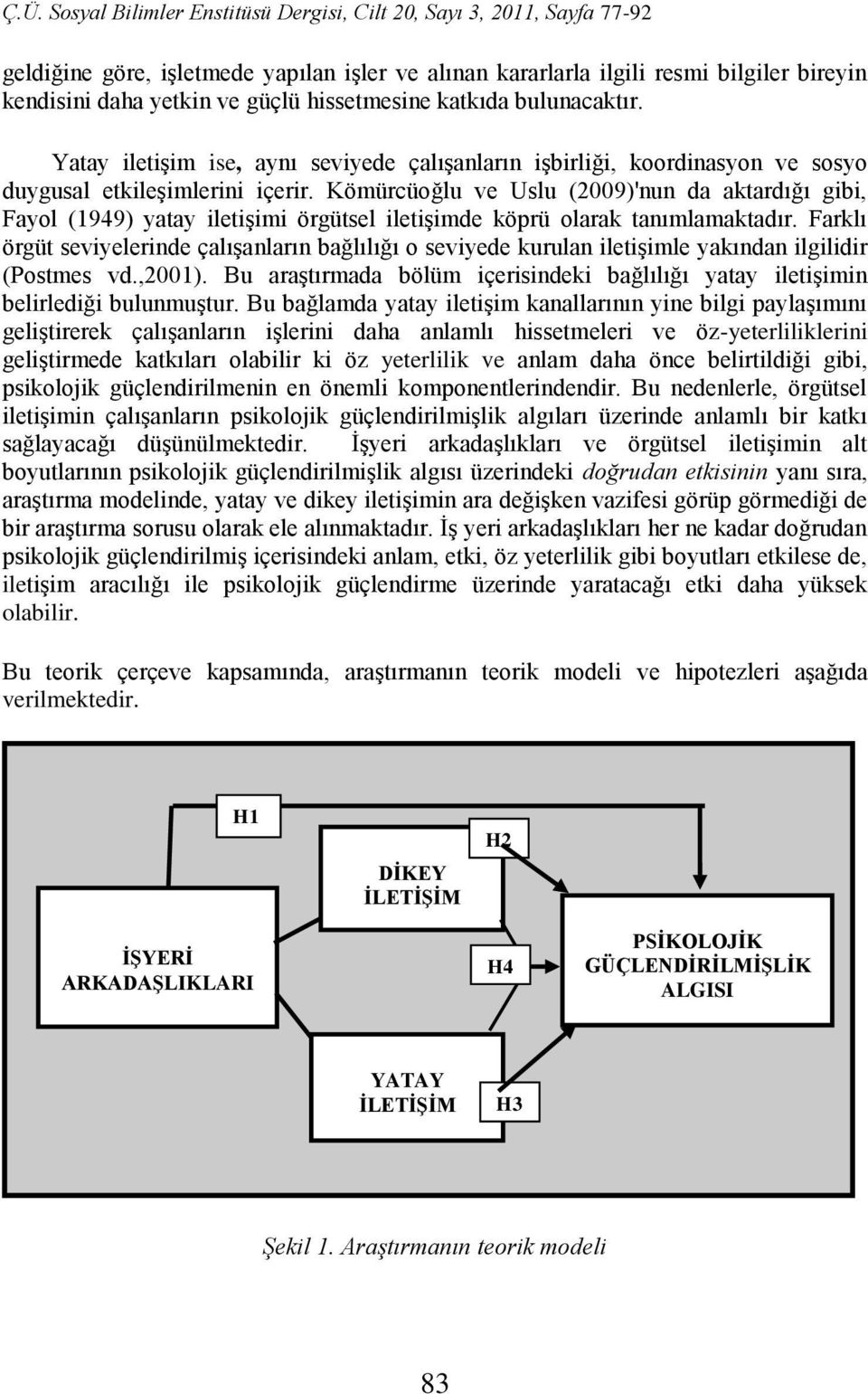 Kömürcüoğlu ve Uslu (2009)'nun da aktardığı gibi, Fayol (1949) yatay iletiģimi örgütsel iletiģimde köprü olarak tanımlamaktadır.