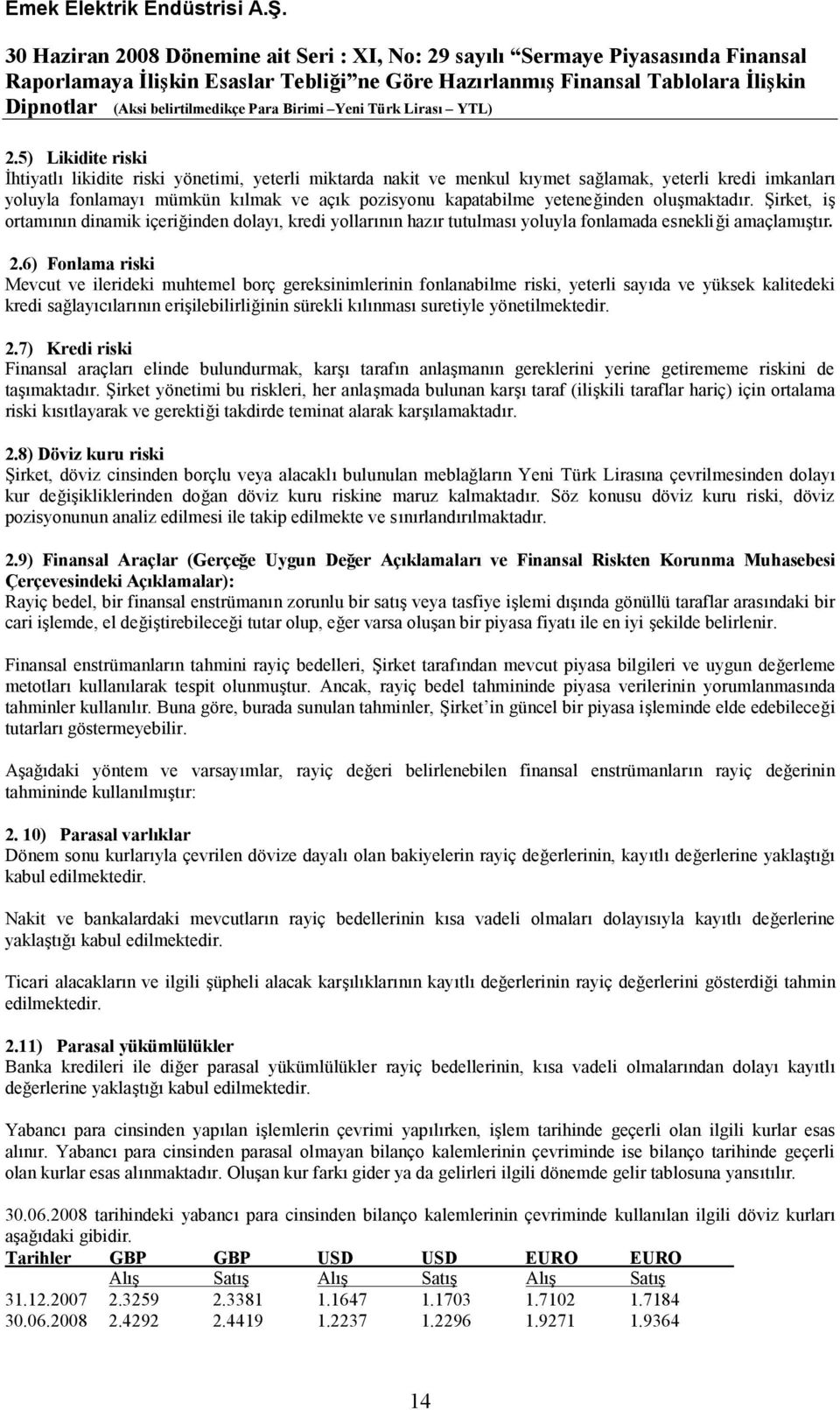 6) Fonlama riski Mevcut ve ilerideki muhtemel borç gereksinimlerinin fonlanabilme riski, yeterli sayıda ve yüksek kalitedeki kredi sağlayıcılarının erişilebilirliğinin sürekli kılınması suretiyle