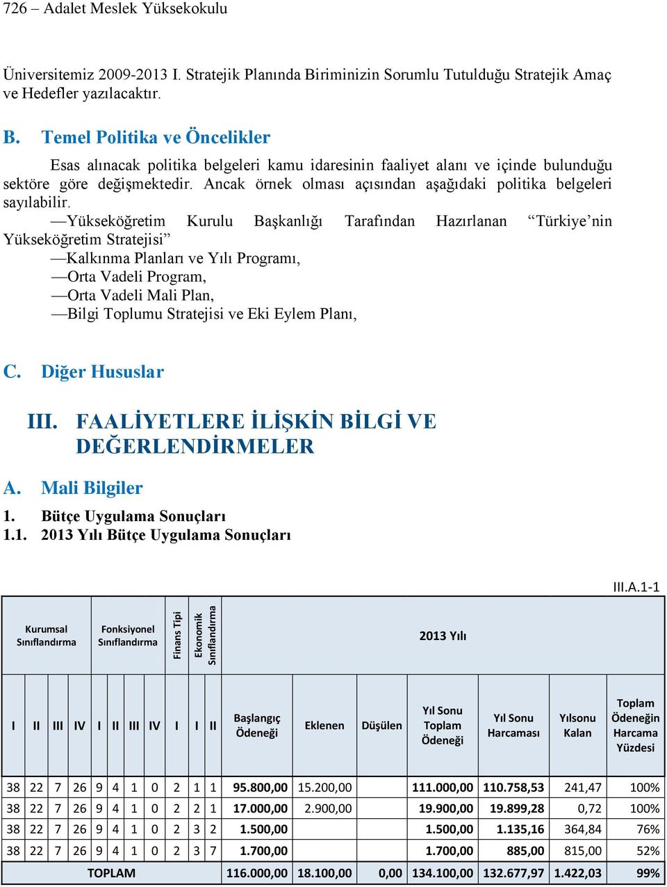 Temel Politika ve Öncelikler Esas alınacak politika belgeleri kamu idaresinin faaliyet alanı ve içinde bulunduğu sektöre göre değişmektedir.