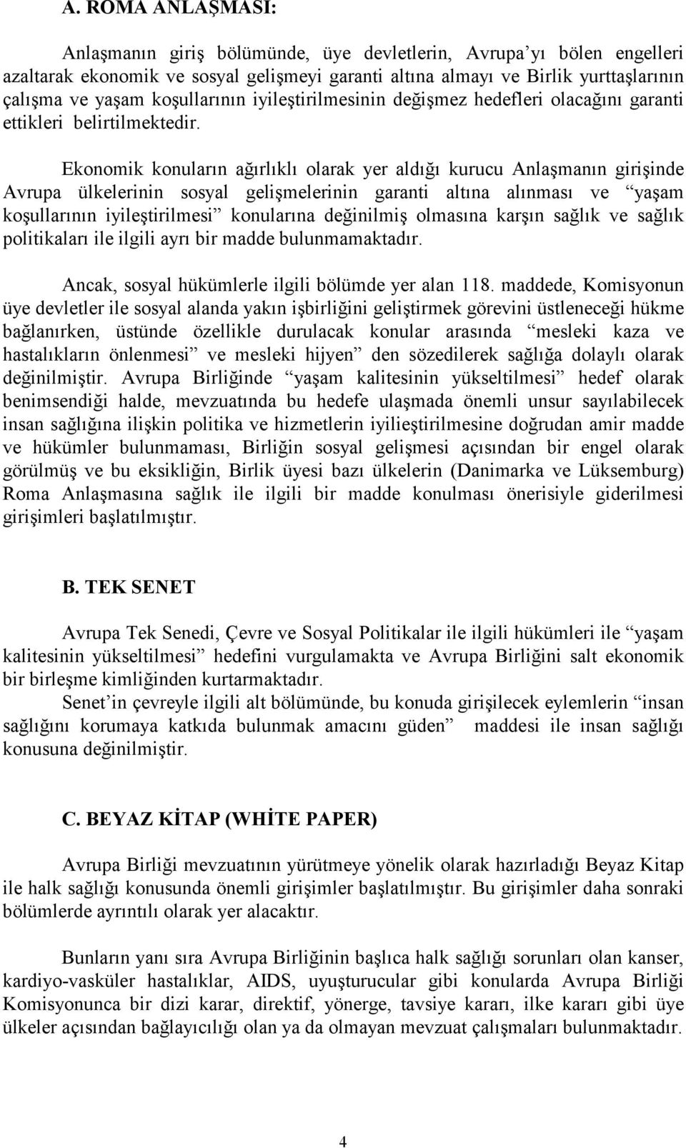 Ekonomik konuların ağırlıklı olarak yer aldığı kurucu Anlaşmanın girişinde Avrupa ülkelerinin sosyal gelişmelerinin garanti altına alınması ve yaşam koşullarının iyileştirilmesi konularına değinilmiş