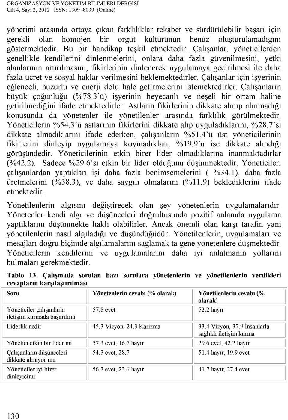 ve sosyal haklar verilmesini beklemektedirler. Çalışanlar için işyerinin eğlenceli, huzurlu ve enerji dolu hale getirmelerini istemektedirler. Çalışanların büyük çoğunluğu (78.