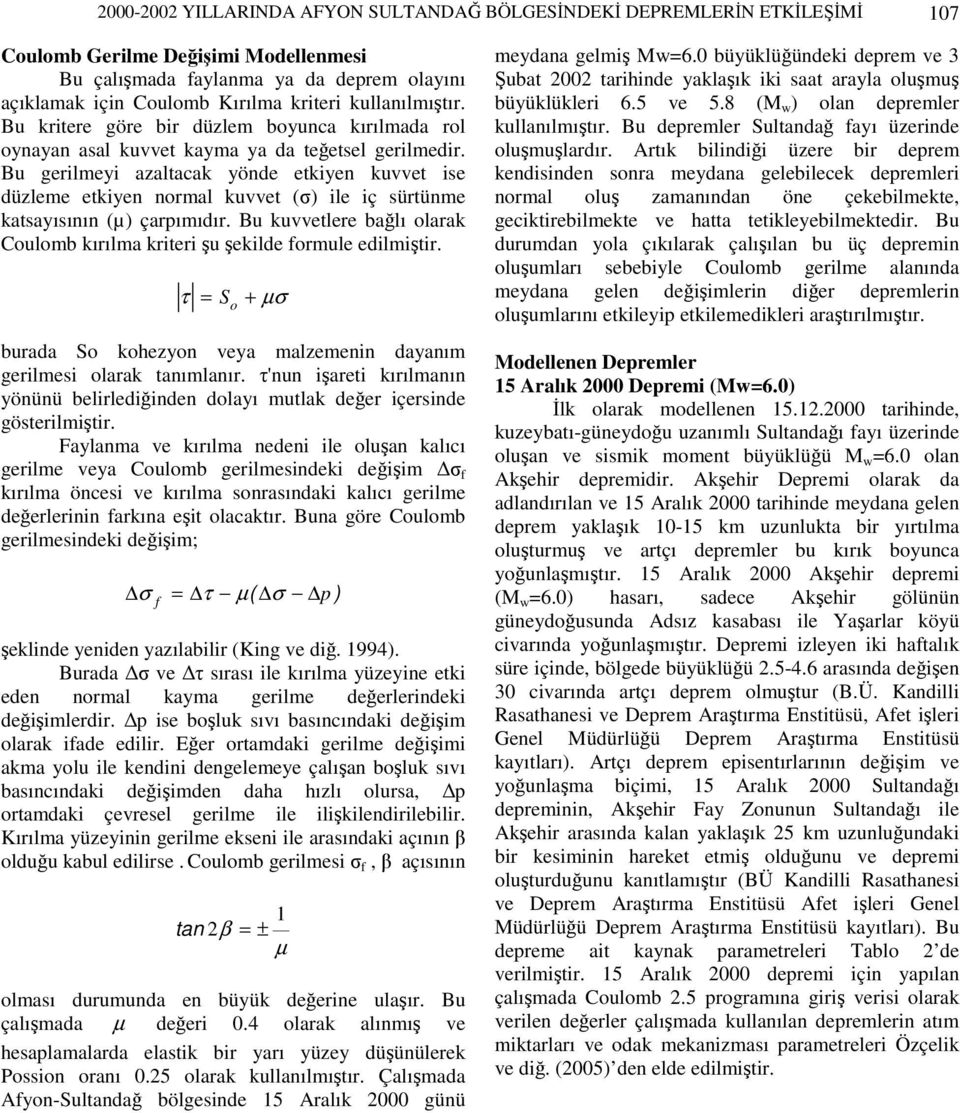 Bu gerilmeyi azaltacak yönde etkiyen kuvvet ise düzleme etkiyen normal kuvvet (σ) ile iç sürtünme katsayısının (µ) çarpımıdır.