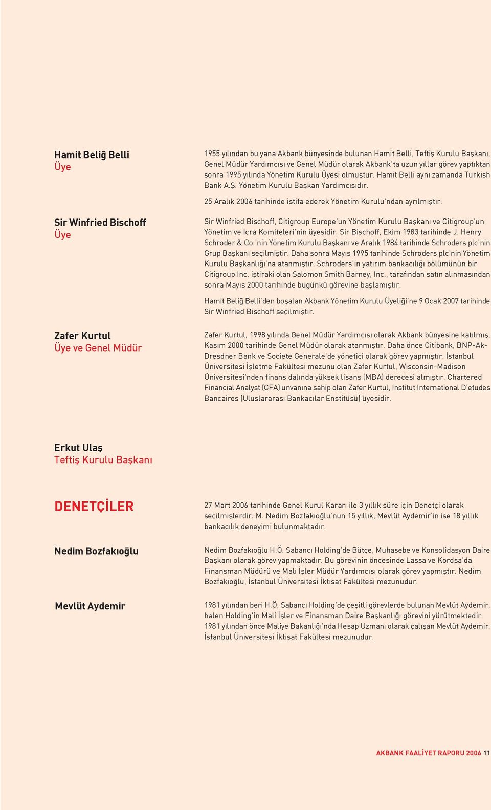 Sir Winfried Bischoff Üye Sir Winfried Bischoff, Citigroup Europe'un Yönetim Kurulu Baflkan ve Citigroup'un Yönetim ve cra Komiteleri'nin üyesidir. Sir Bischoff, Ekim 1983 tarihinde J.