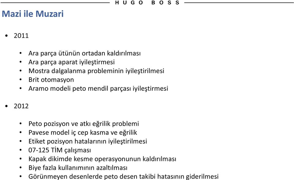 problemi Pavese model iç cep kasma ve eğrilik Etiket pozisyon hatalarının iyileştirilmesi 07-125 TİM çalışması Kapak