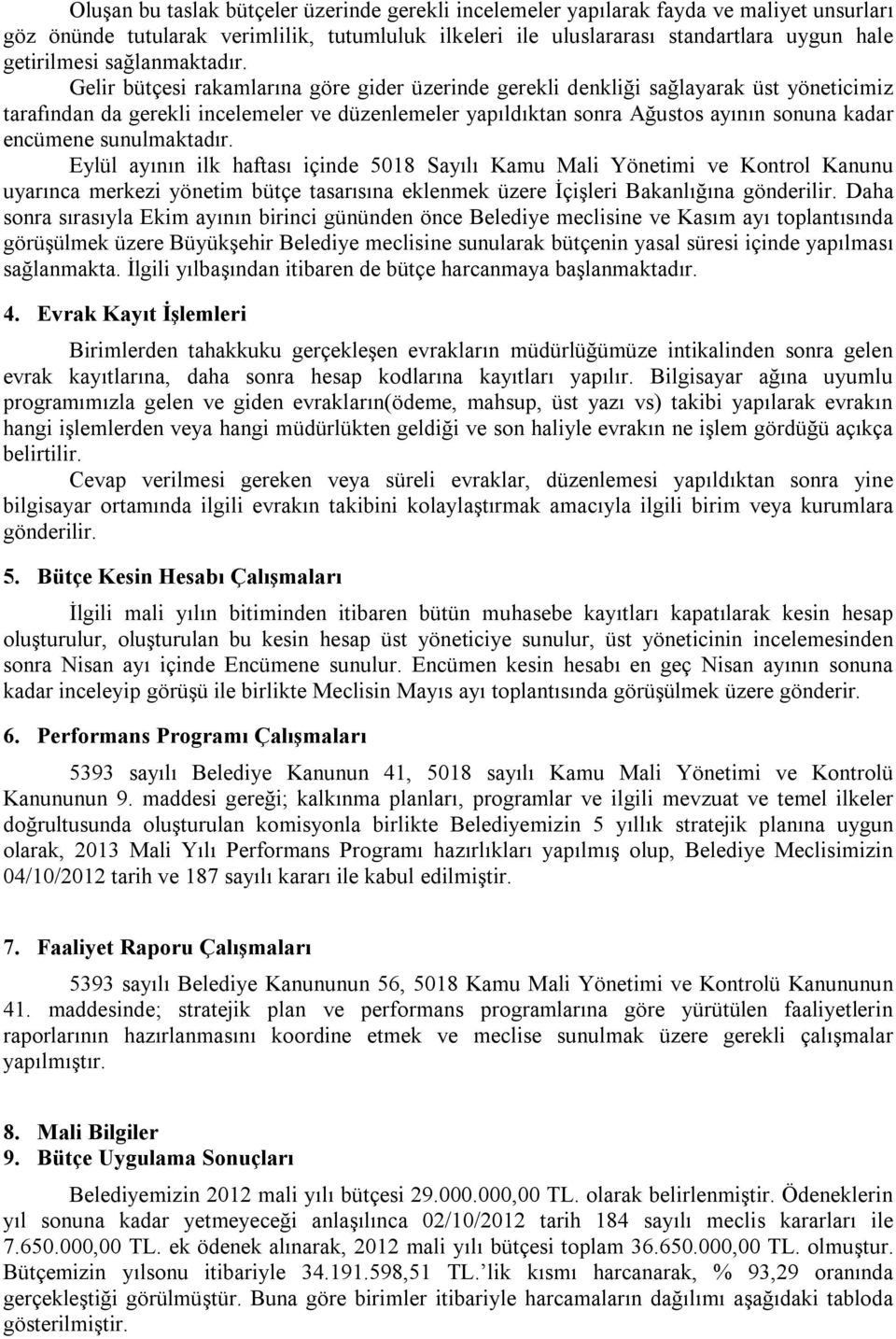 Gelir bütçesi rakamlarına göre gider üzerinde gerekli denkliği sağlayarak üst yöneticimiz tarafından da gerekli incelemeler ve düzenlemeler yapıldıktan sonra Ağustos ayının sonuna kadar encümene