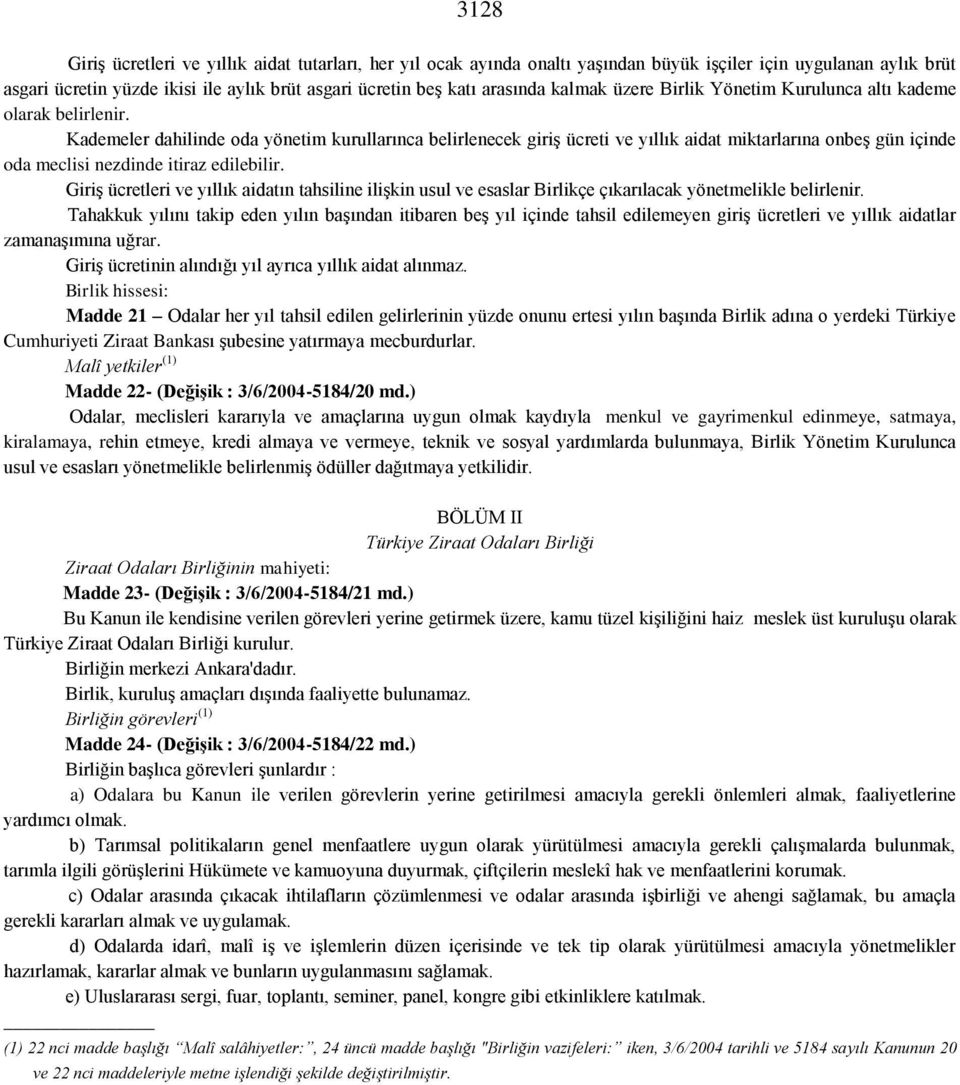 Kademeler dahilinde oda yönetim kurullarınca belirlenecek giriş ücreti ve yıllık aidat miktarlarına onbeş gün içinde oda meclisi nezdinde itiraz edilebilir.