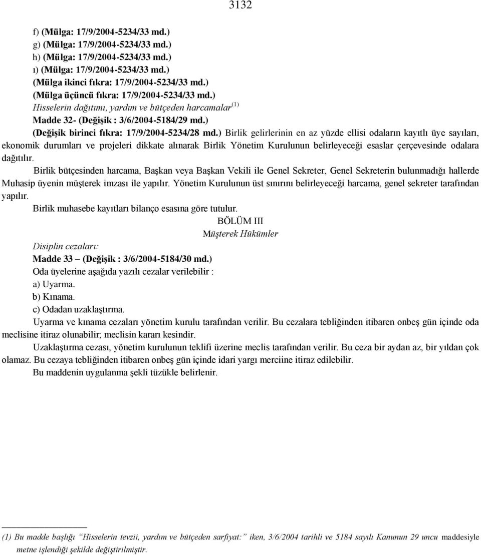 ) Birlik gelirlerinin en az yüzde ellisi odaların kayıtlı üye sayıları, ekonomik durumları ve projeleri dikkate alınarak Birlik Yönetim Kurulunun belirleyeceği esaslar çerçevesinde odalara dağıtılır.