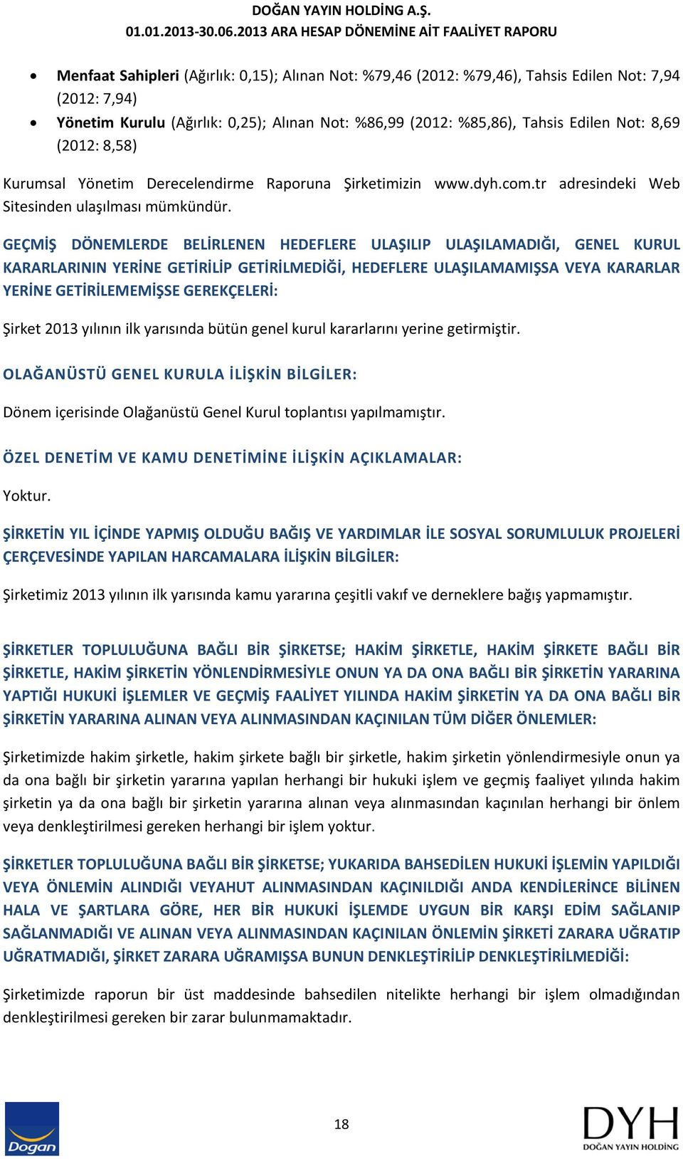 GEÇMİŞ DÖNEMLERDE BELİRLENEN HEDEFLERE ULAŞILIP ULAŞILAMADIĞI, GENEL KURUL KARARLARININ YERİNE GETİRİLİP GETİRİLMEDİĞİ, HEDEFLERE ULAŞILAMAMIŞSA VEYA KARARLAR YERİNE GETİRİLEMEMİŞSE GEREKÇELERİ: