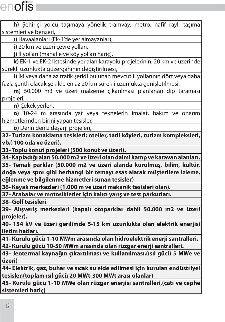 yollarının dört veya daha fazla şeritli olacak şekilde en az 20 km sürekli uzunlukta genişletilmesi, m) 50.