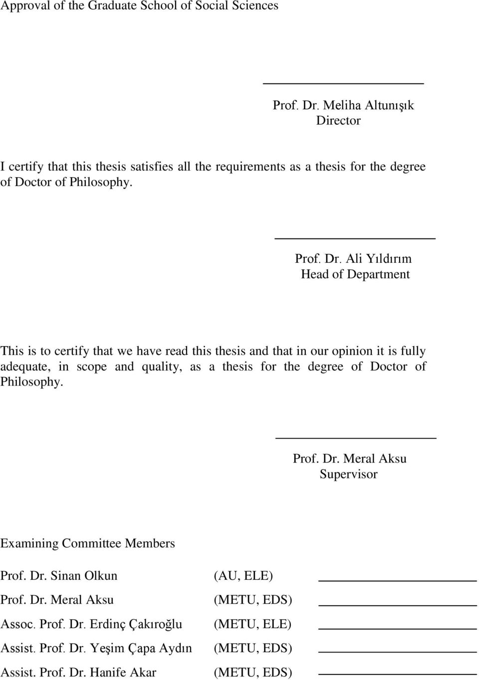 Ali Yıldırım Head of Department This is to certify that we have read this thesis and that in our opinion it is fully adequate, in scope and quality, as a thesis for