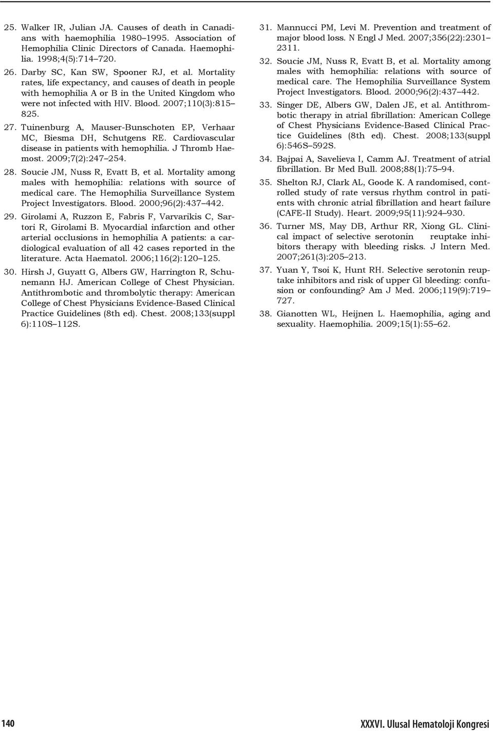 2007;110(3):815 825. 27. Tuinenburg A, Mauser-Bunschoten EP, Verhaar MC, Biesma DH, Schutgens RE. Cardiovascular disease in patients with hemophilia. J Thromb Haemost. 2009;7(2):247 254. 28.