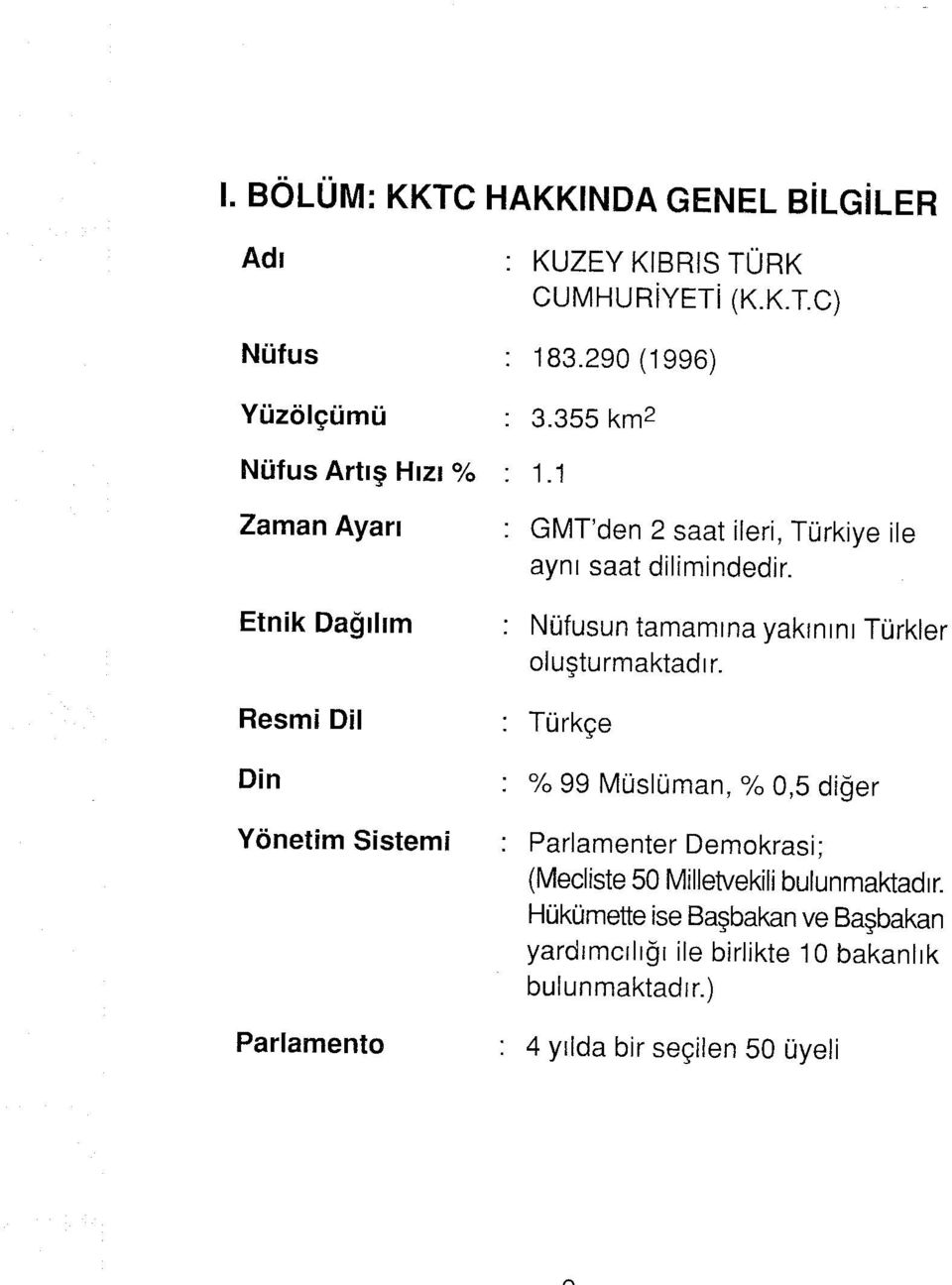 1 GMT'den 2 saat ileri, Türkiye ile aynı saat dilimindedir. Nüfusun tamamına yakınını Türkler oluşturmaktadır.