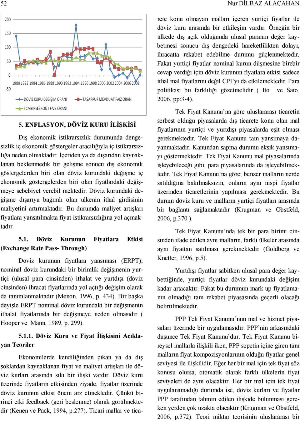 277). Ticari mallar ve ticarete konu olmayan malları içeren yurtiçi fiyatlar ile döviz kuru arasında bir etkileşim vardır.