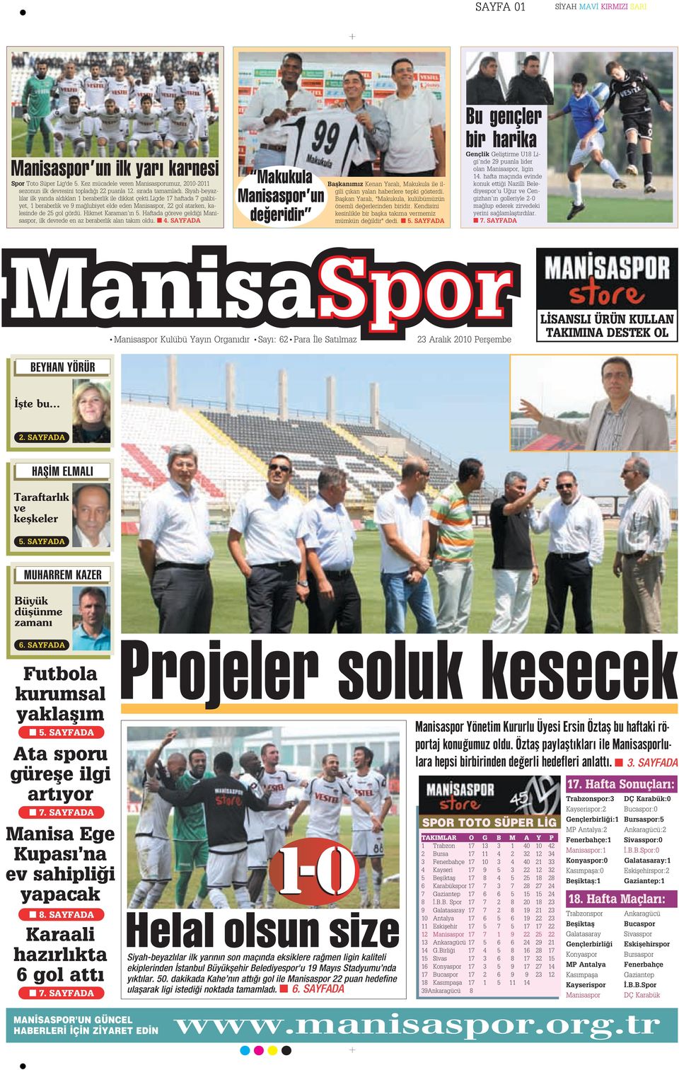Hikmet Karaman n 5. Haftada göreve geldi i Manisaspor, ilk devrede en az beraberlik alan tak m oldu. 4.