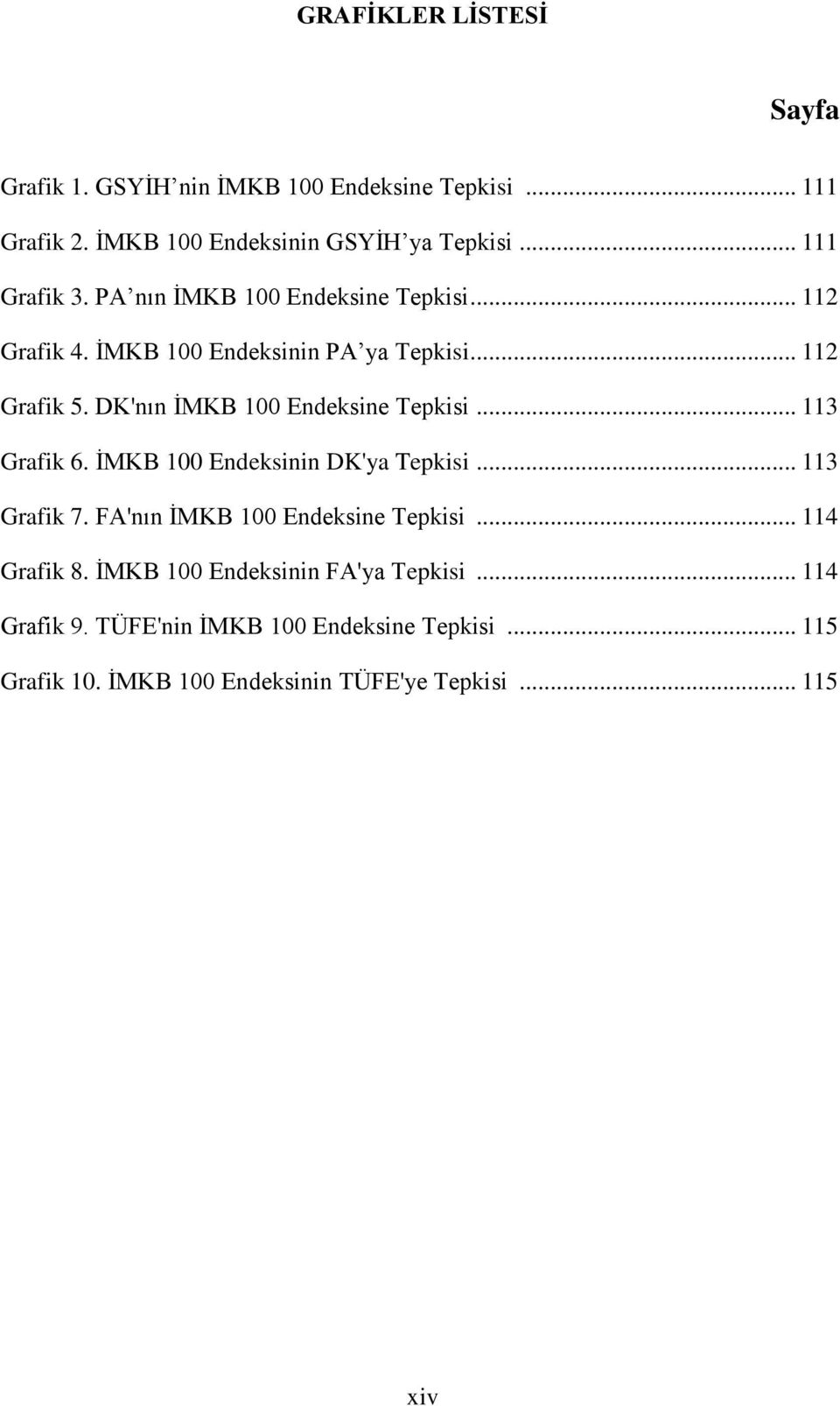 DK'nın ĠMKB 100 Endeksine Tepkisi... 113 Grafik 6. ĠMKB 100 Endeksinin DK'ya Tepkisi... 113 Grafik 7. FA'nın ĠMKB 100 Endeksine Tepkisi.