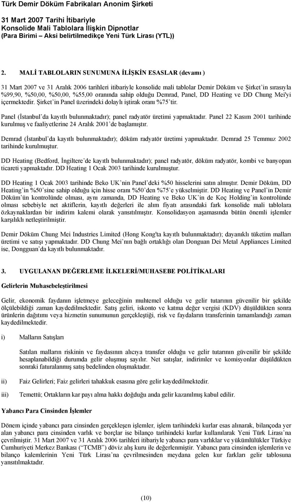 Panel (İstanbul da kayıtlı bulunmaktadır); panel radyatör üretimi yapmaktadır. Panel 22 Kasım 2001 tarihinde kurulmuş ve faaliyetlerine 24 Aralık 2001 de başlamıştır.