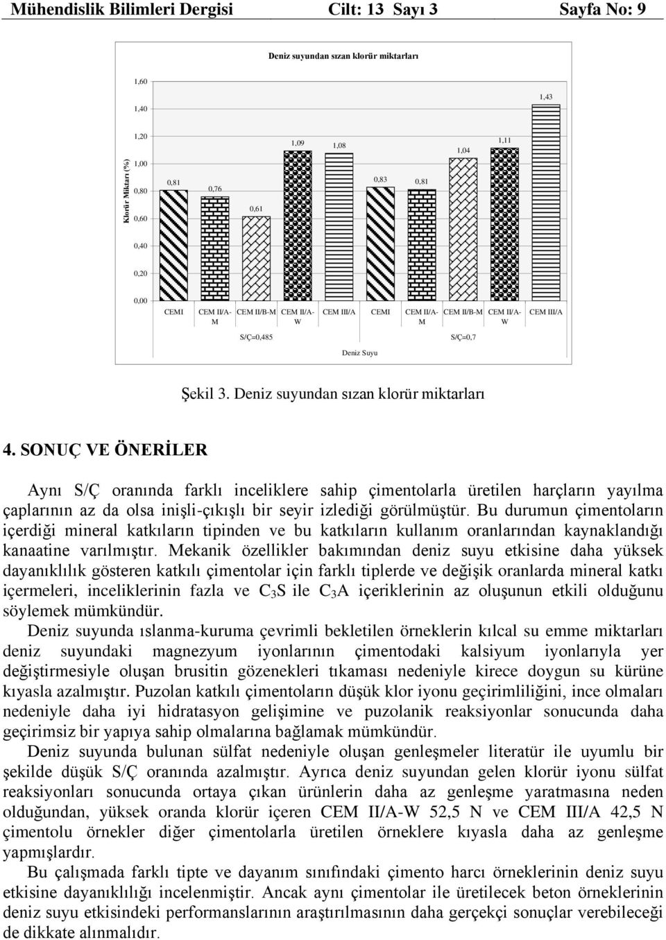 SONUÇ VE ÖNERİLER Aynı S/Ç oranında farklı inceliklere sahip çimentolarla üretilen harçların yayılma çaplarının az da olsa inişli-çıkışlı bir seyir izlediği görülmüştür.