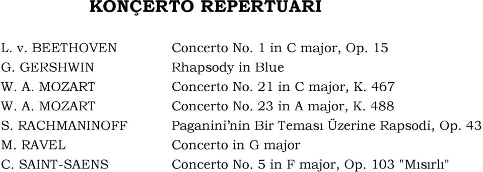 488 S. RACHMANINOFF Paganini nin Bir Teması Üzerine Rapsodi, Op. 43 M.