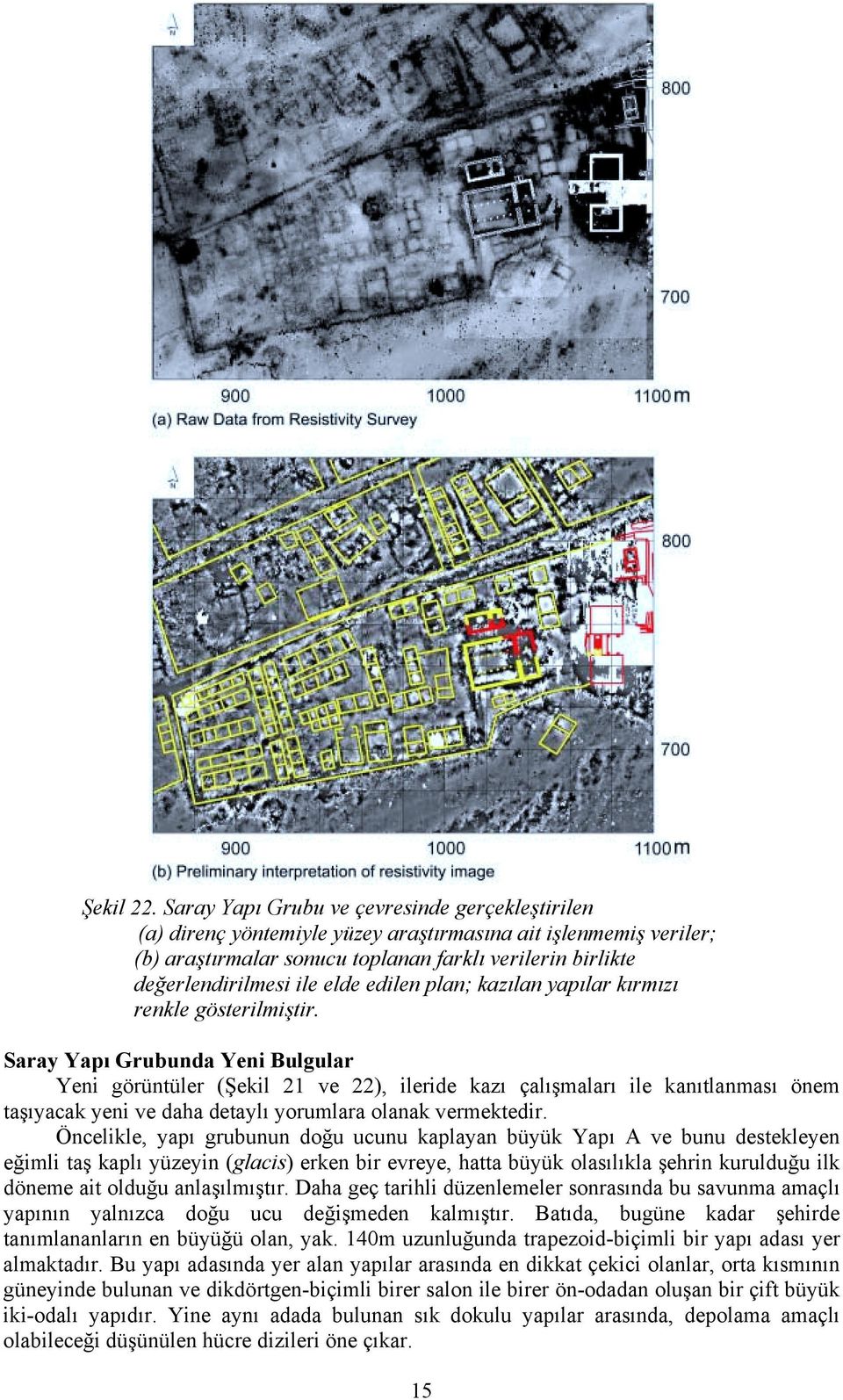 edilen plan; kazõlan yapõlar kõrmõzõ renkle gösterilmiştir.