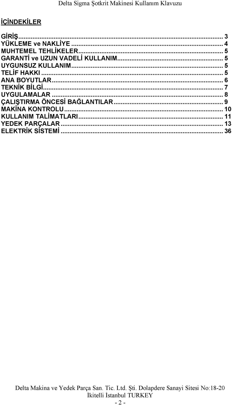 .. 5 ANA BOYUTLAR... 6 TEKNİK BİLGİ... 7 UYGULAMALAR.