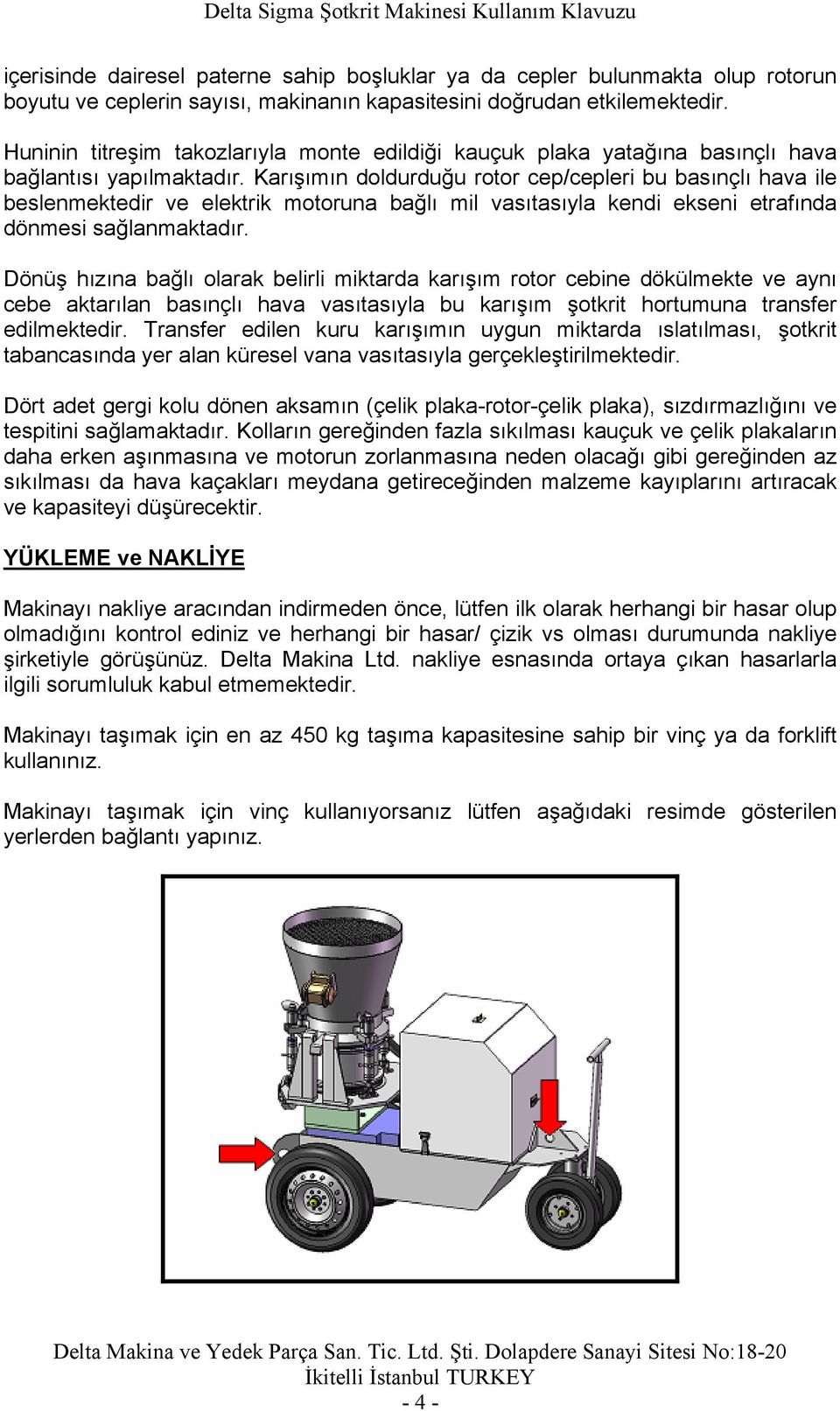 Karışımın doldurduğu rotor cep/cepleri bu basınçlı hava ile beslenmektedir ve elektrik motoruna bağlı mil vasıtasıyla kendi ekseni etrafında dönmesi sağlanmaktadır.