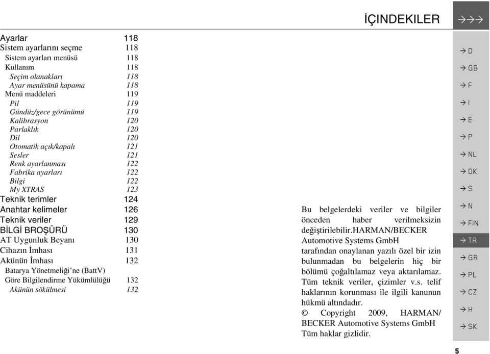 BİLGİ BROŞÜRÜ 130 AT Uygunluk Beyanı 130 Cihazın İmhası 131 Akünün İmhası 132 Batarya Yönetmeliği ne (BattV) Göre Bilgilendirme Yükümlülüğü 132 Akünün sökülmesi 132 Bu belgelerdeki veriler ve