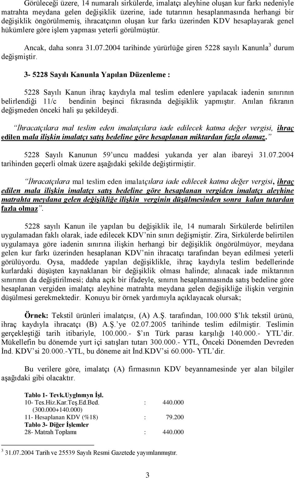 2004 tarihinde yürürlüğe giren 5228 sayılı Kanunla 3 durum değişmiştir.