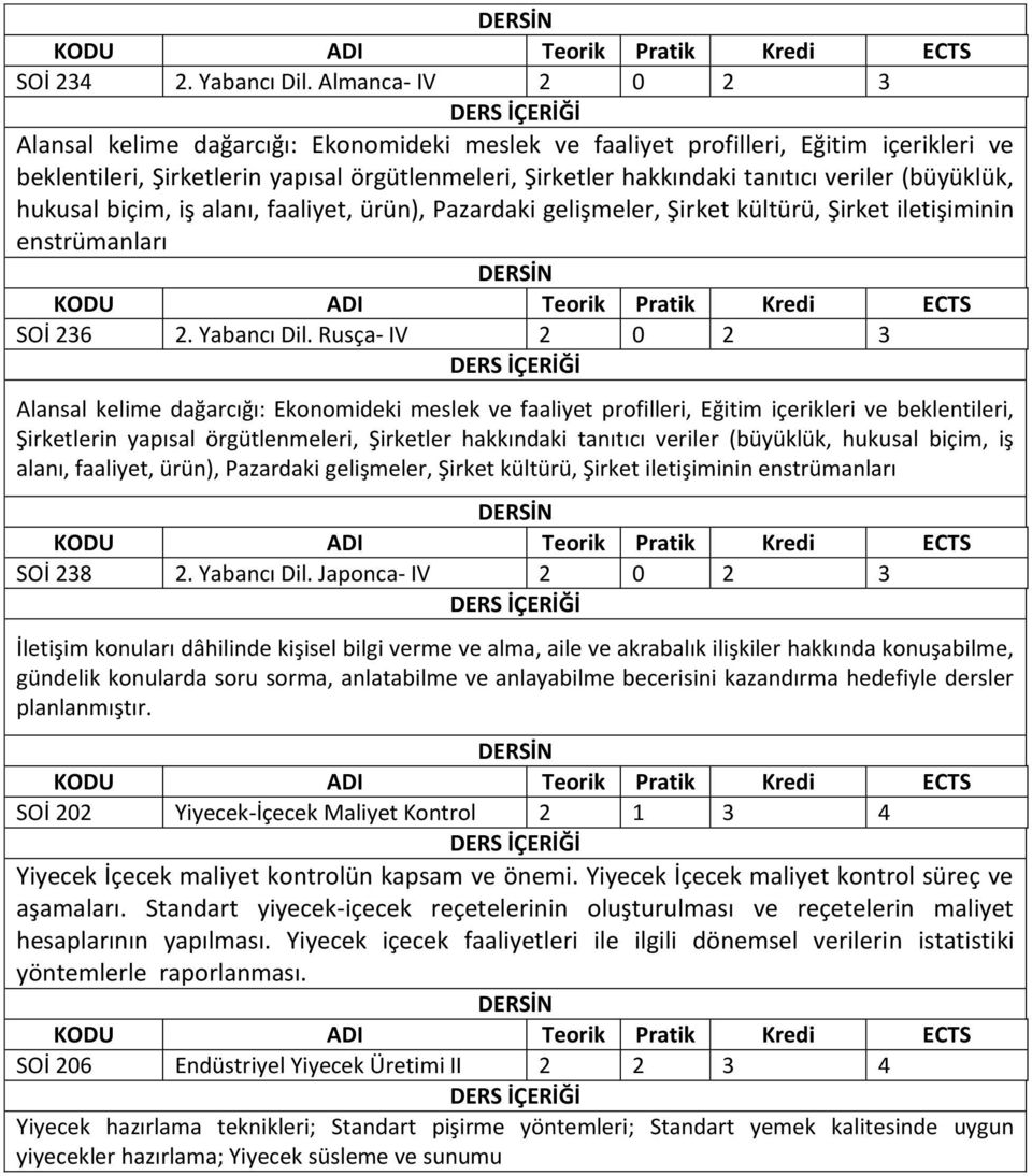 (büyüklük, hukusal biçim, iş alanı, faaliyet, ürün), Pazardaki gelişmeler, Şirket kültürü, Şirket iletişiminin enstrümanları SOİ 236 2. Yabancı Dil.