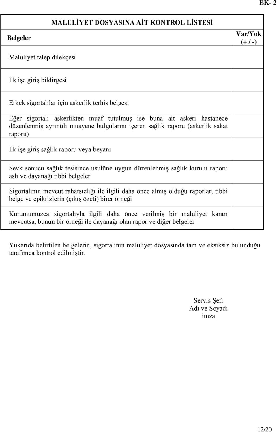 usulüne uygun düzenlenmiģ sağlık kurulu raporu aslı ve dayanağı tıbbi belgeler Sigortalının mevcut rahatsızlığı ile ilgili daha önce almıģ olduğu raporlar, tıbbi belge ve epikrizlerin (çıkıģ özeti)