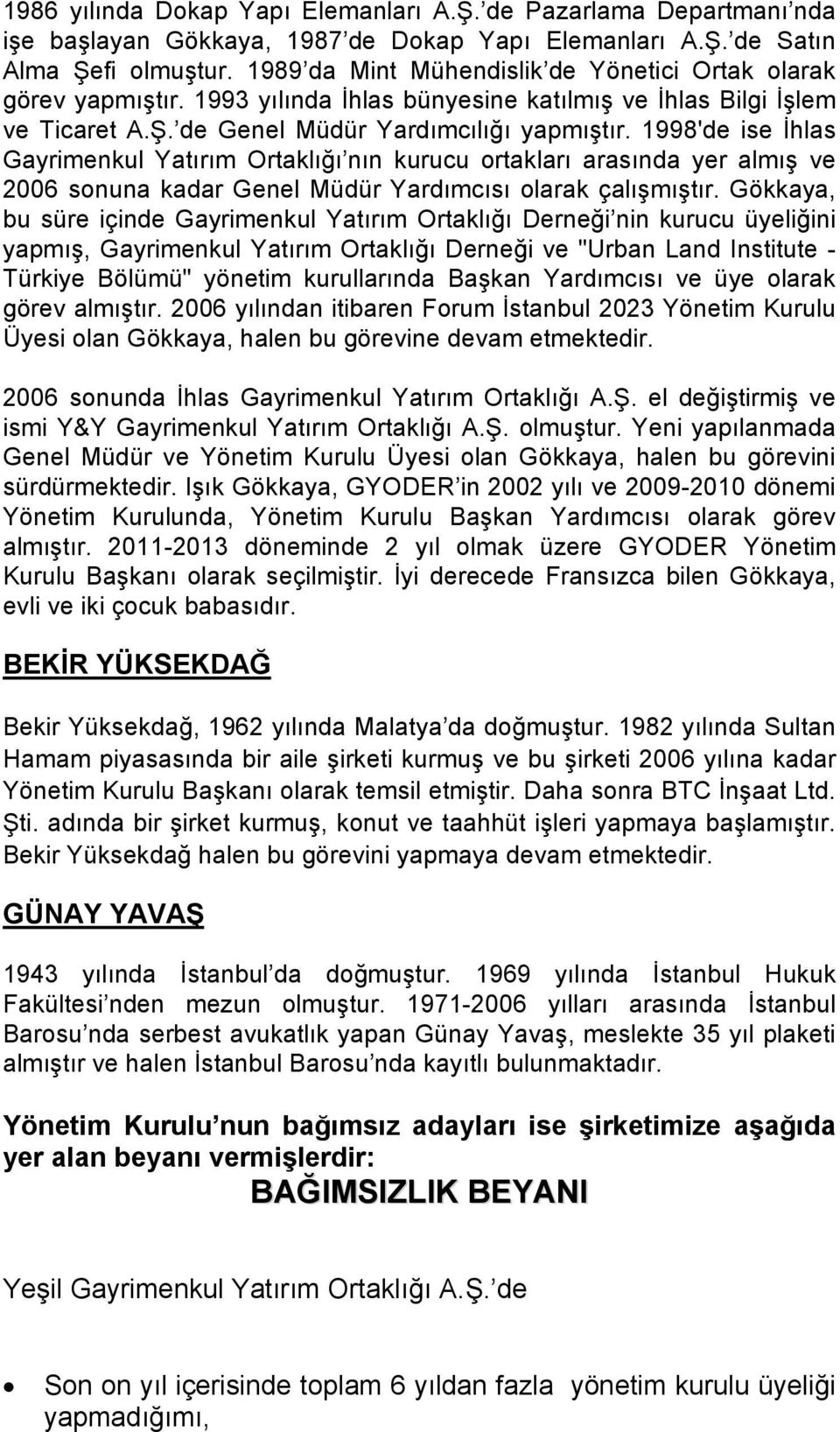 1998'de ise İhlas Gayrimenkul Yatırım Ortaklığı nın kurucu ortakları arasında yer almış ve 2006 sonuna kadar Genel Müdür Yardımcısı olarak çalışmıştır.