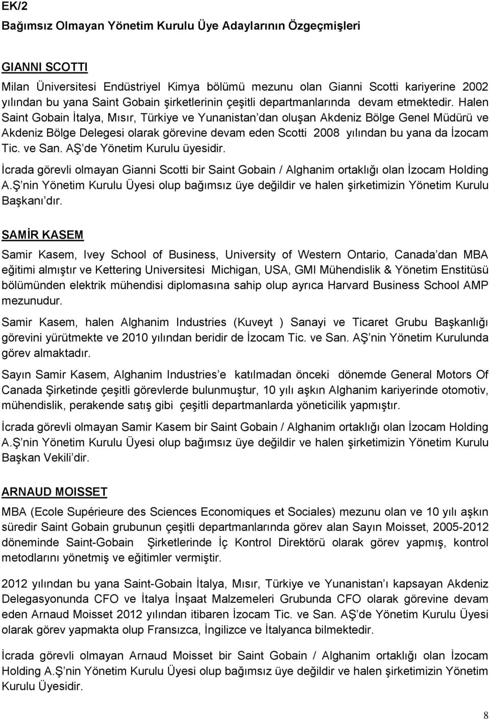 Halen Saint Gobain İtalya, Mısır, Türkiye ve Yunanistan dan oluşan Akdeniz Bölge Genel Müdürü ve Akdeniz Bölge Delegesi olarak görevine devam eden Scotti 2008 yılından bu yana da İzocam Tic. ve San.