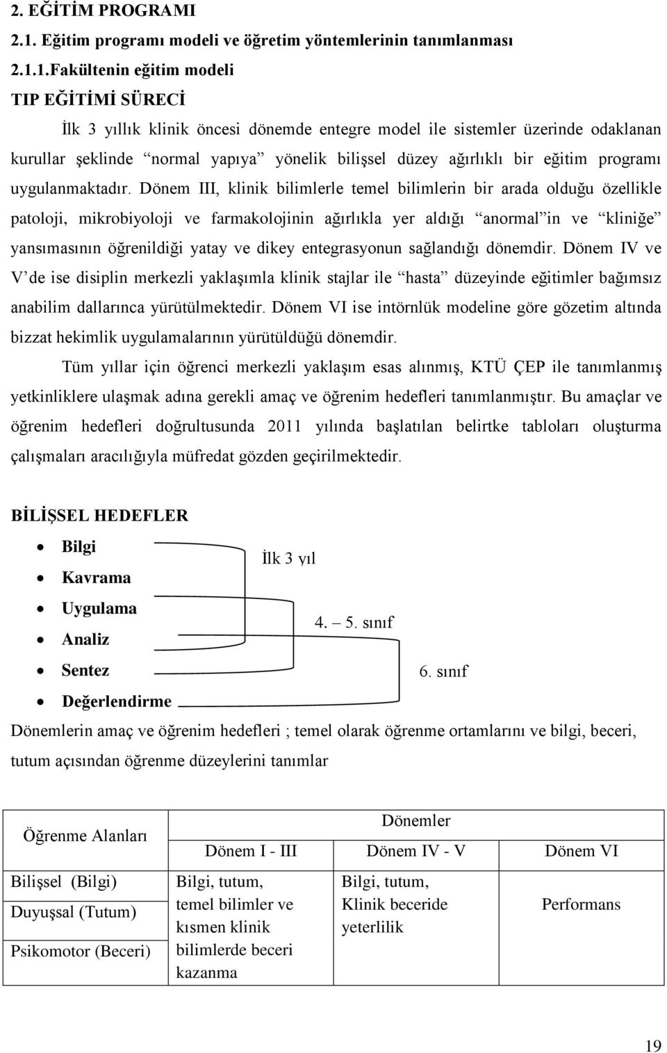 1.Fakültenin eğitim modeli TIP EĞĠTĠMĠ SÜRECĠ Ġlk 3 yıllık klinik öncesi dönemde entegre model ile sistemler üzerinde odaklanan kurullar Ģeklinde normal yapıya yönelik biliģsel düzey ağırlıklı bir