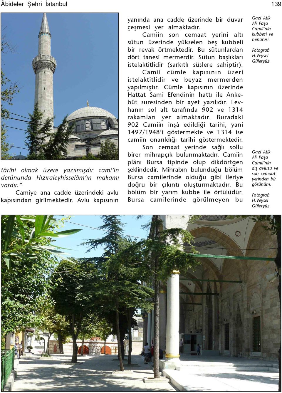 Bu sütunlardan dört tanesi mermerdir. Sütun başlýklarý istelaktitlidir (sarkýtlý süslere sahiptir). Camii cümle kapýsýnýn üzeri istelaktitlidir ve beyaz mermerden yapýlmýştýr.