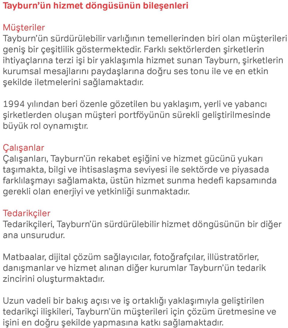 sağlamaktadır. 1994 yılından beri özenle gözetilen bu yaklaşım, yerli ve yabancı şirketlerden oluşan müşteri portföyünün sürekli geliştirilmesinde büyük rol oynamıştır.