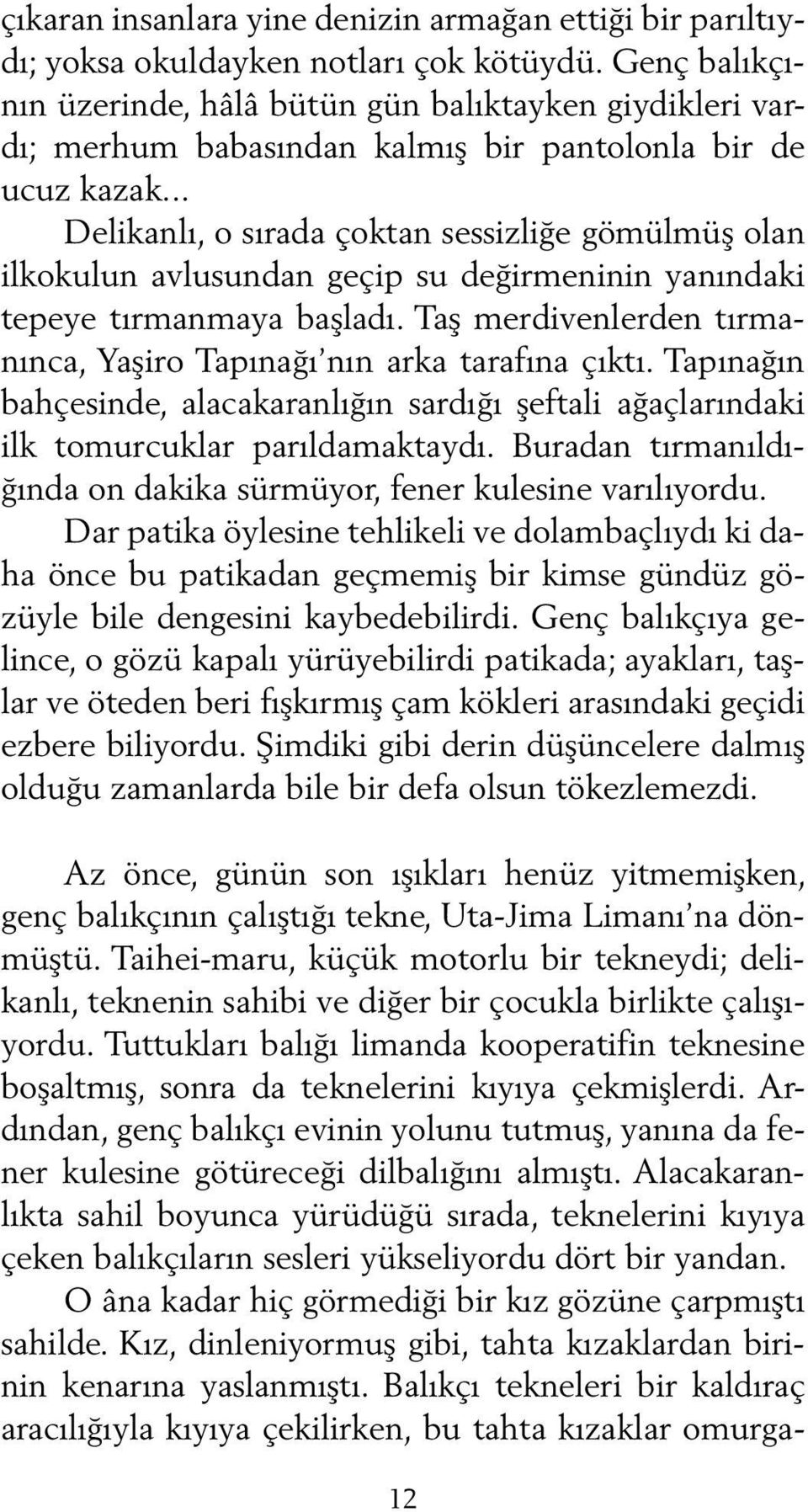 .. Delikanlı, o sırada çoktan sessizliğe gömülmüş olan ilkokulun avlusundan geçip su değirmeninin yanındaki tepeye tırmanmaya başladı.