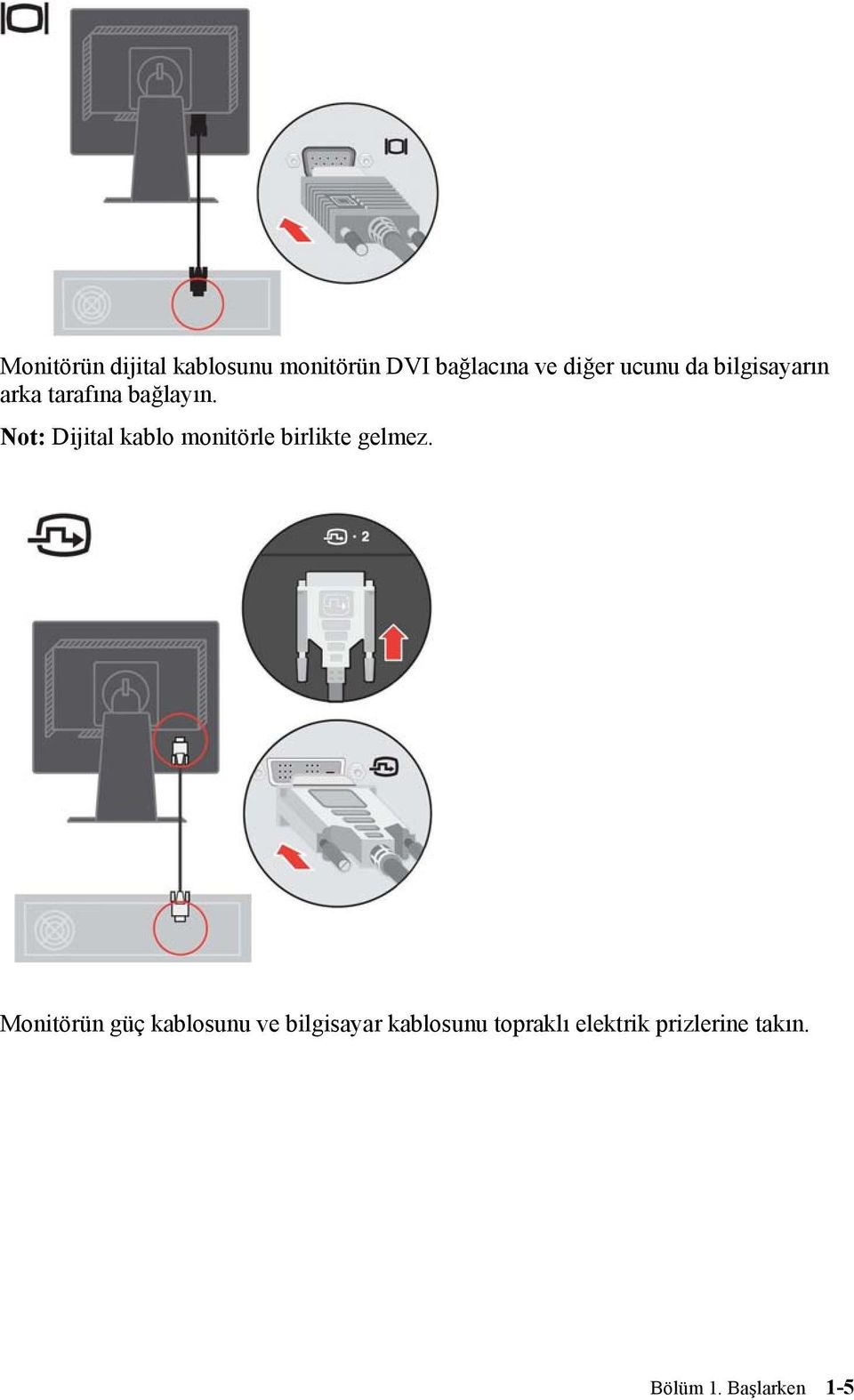 Not: Dijital kablo monitörle birlikte gelmez.