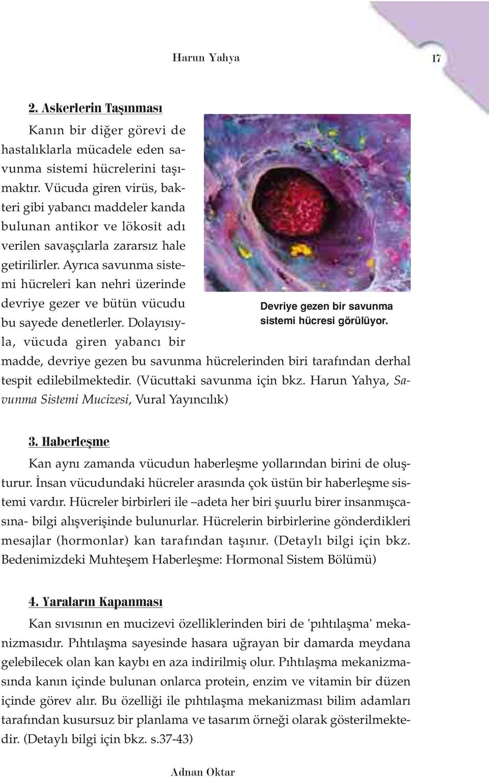 Ayr ca savunma sistemi hücreleri kan nehri üzerinde devriye gezer ve bütün vücudu Devriye gezen bir savunma bu sayede denetlerler. Dolay s yla, vücuda giren yabanc bir sistemi hücresi görülüyor.