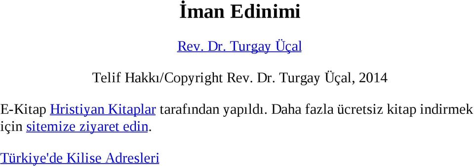 Turgay Üçal, 2014 E-Kitap Hristiyan Kitaplar