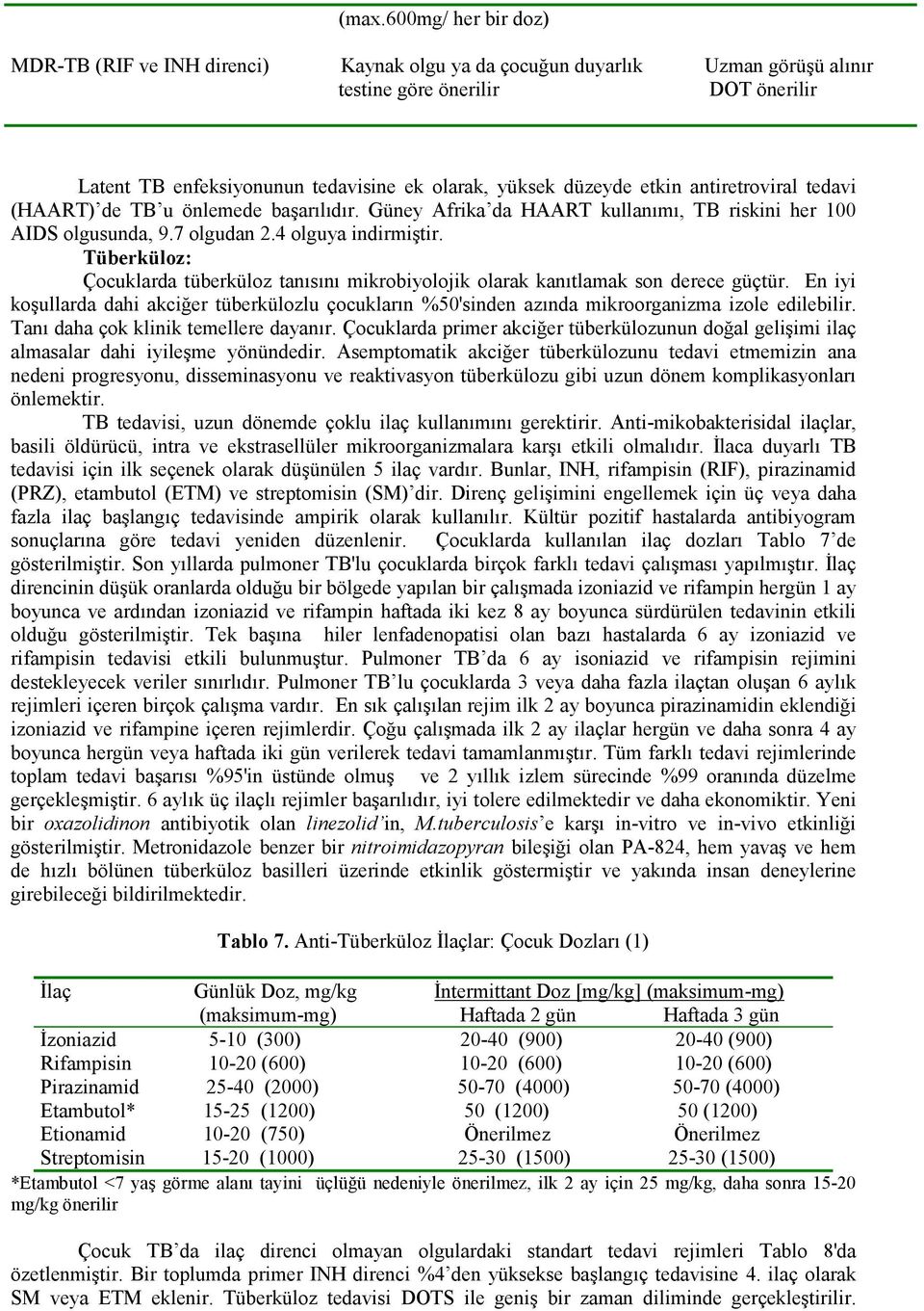 Tüberküloz: Çocuklarda tüberküloz tanısını mikrobiyolojik olarak kanıtlamak son derece güçtür. En iyi koşullarda dahi akciğer tüberkülozlu çocukların %50'sinden azında mikroorganizma izole edilebilir.