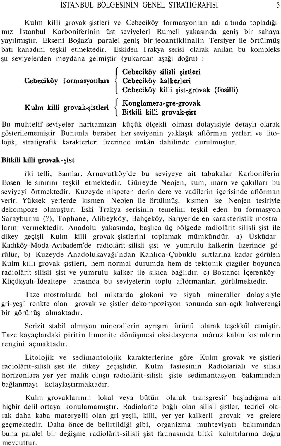 Eskiden Trakya serisi olarak anılan bu kompleks şu seviyelerden meydana gelmiştir (yukardan aşağı doğru) : Bu muhtelif seviyeler haritamızın küçük ölçekli olması dolayısiyle detaylı olarak