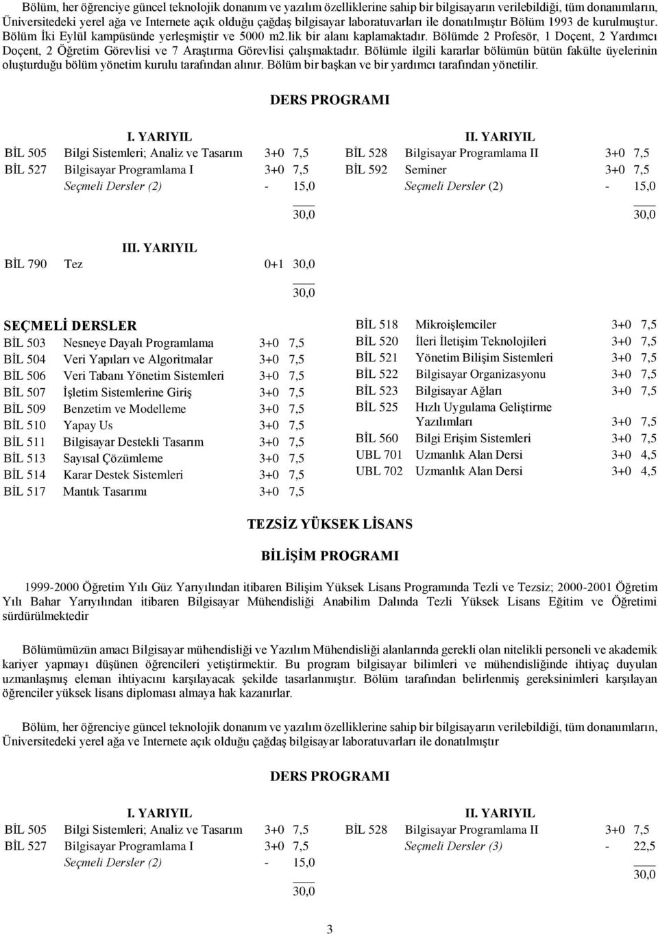 Bölümde 2 Profesör, 1 Doçent, 2 Yardımcı Doçent, 2 Öğretim Görevlisi ve 7 Araştırma Görevlisi çalışmaktadır.