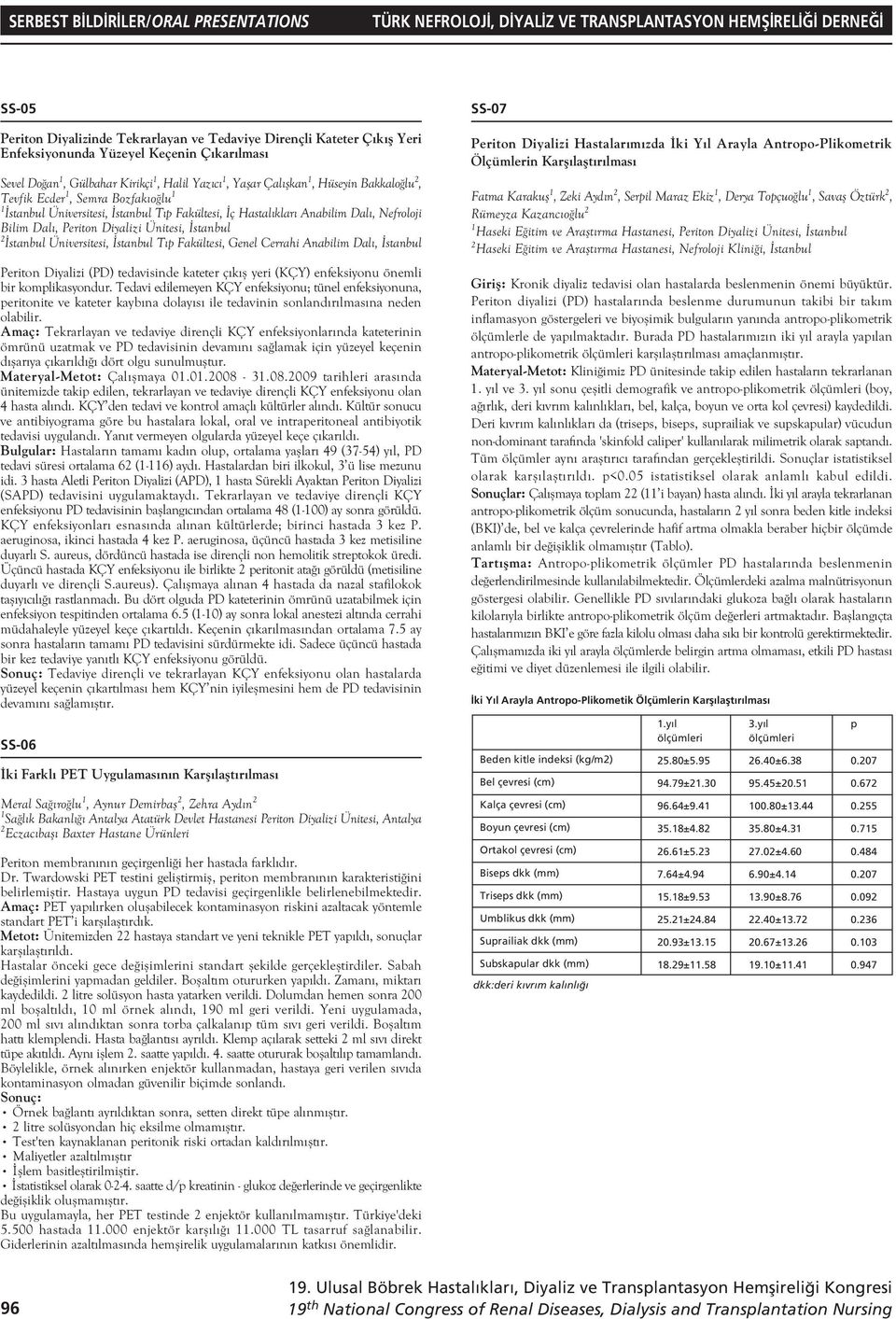 Fakültesi, ç Hastal klar Anabilim Dal, Nefroloji Bilim Dal, Periton Diyalizi Ünitesi, stanbul 2 stanbul Üniversitesi, stanbul T p Fakültesi, Genel Cerrahi Anabilim Dal, stanbul Periton Diyalizi (PD)