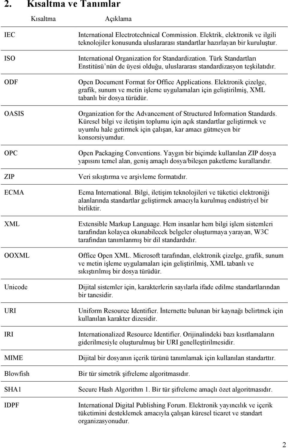 Türk Standartları Enstitüsü nün de üyesi olduğu, uluslararası standardizasyon teşkilatıdır. Open Document Format for Office Applications.