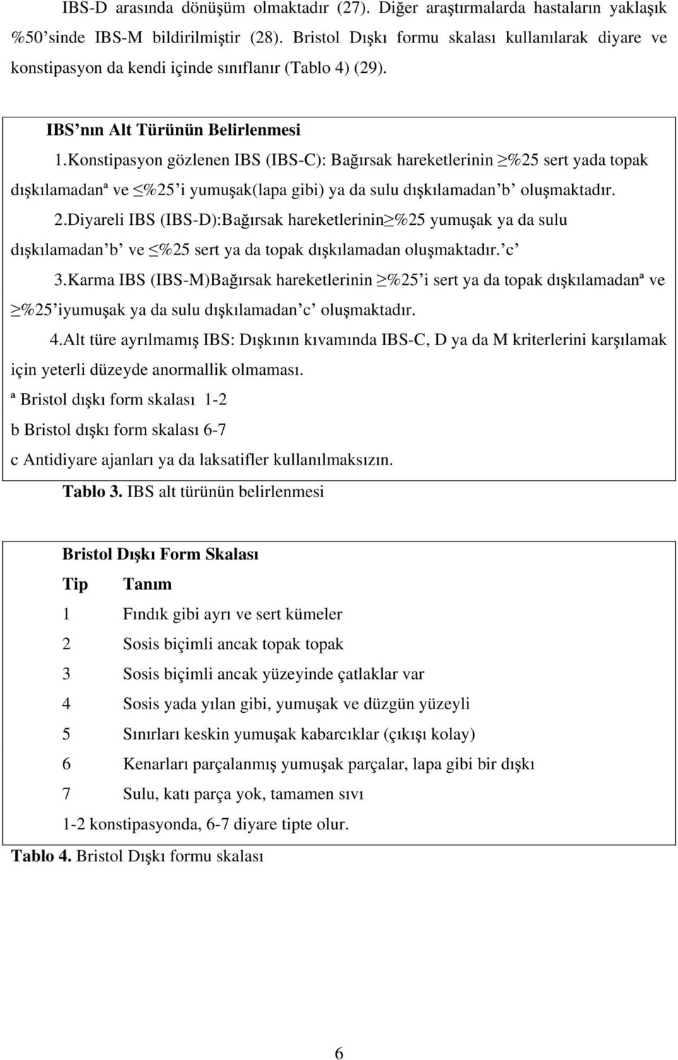 Konstipasyon gözlenen IBS (IBS-C): Ba rsak hareketlerinin %25 sert yada topak d k lamadanª ve %25 i yumu ak(lapa gibi) ya da sulu d k lamadan b olu maktad r. 2.