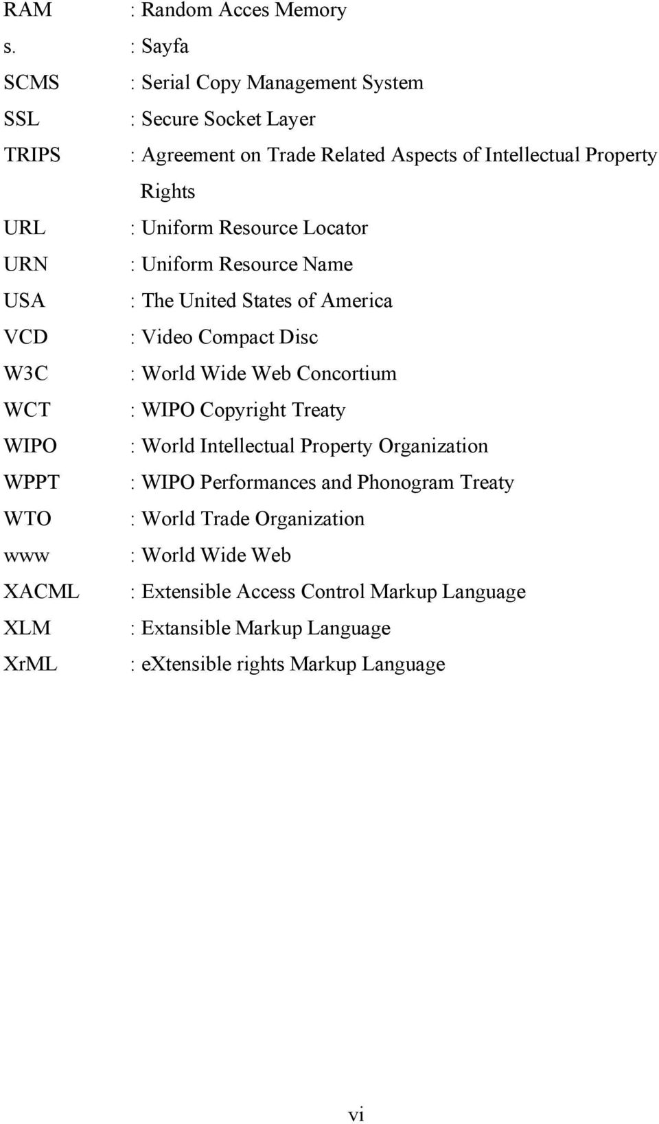 Uniform Resource Locator URN : Uniform Resource Name USA : The United States of America VCD : Video Compact Disc W3C : World Wide Web Concortium WCT : WIPO