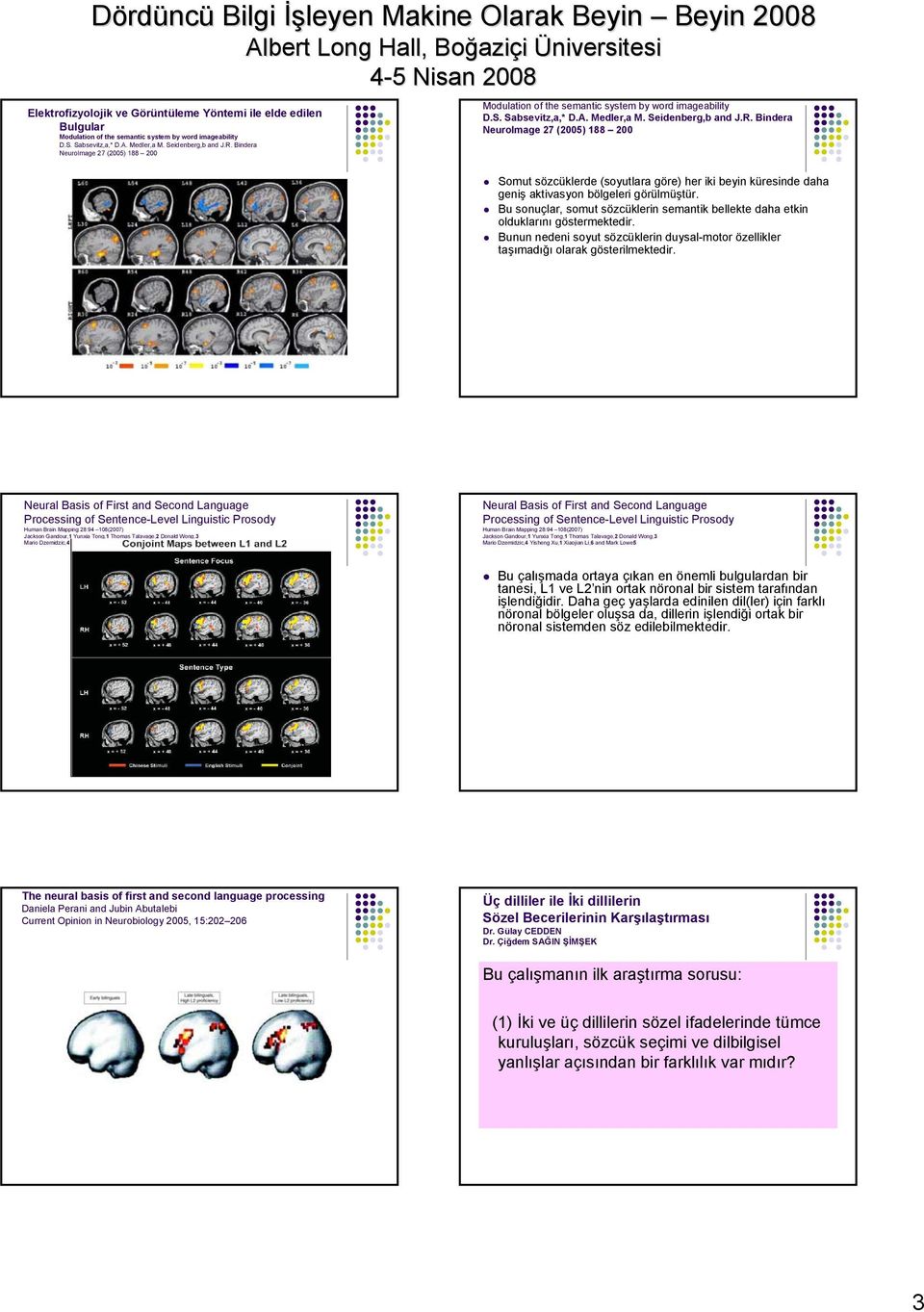 Bindera NeuroImage 27 (2005) 188 200 Somut sözcüklerde (soyutlara göre) her iki beyin küresinde daha geniş aktivasyon bölgeleri görülmüştür.