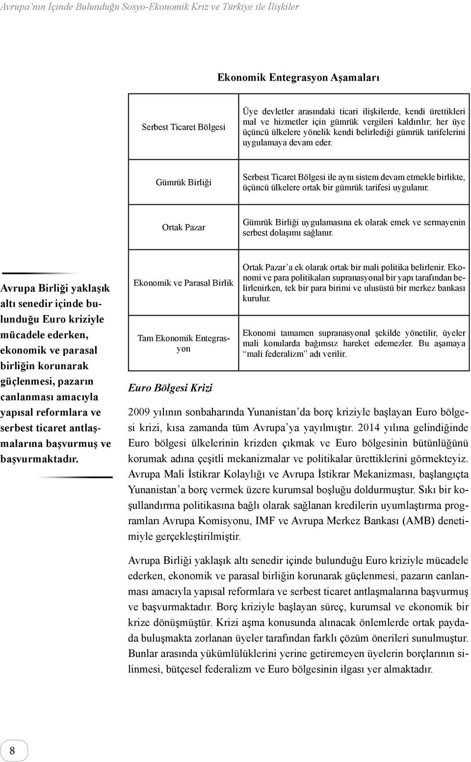 Ortak Pazar Gümrük Birliği uygulamasına ek olarak emek ve sermayenin serbest dolaşımı sağlanır.